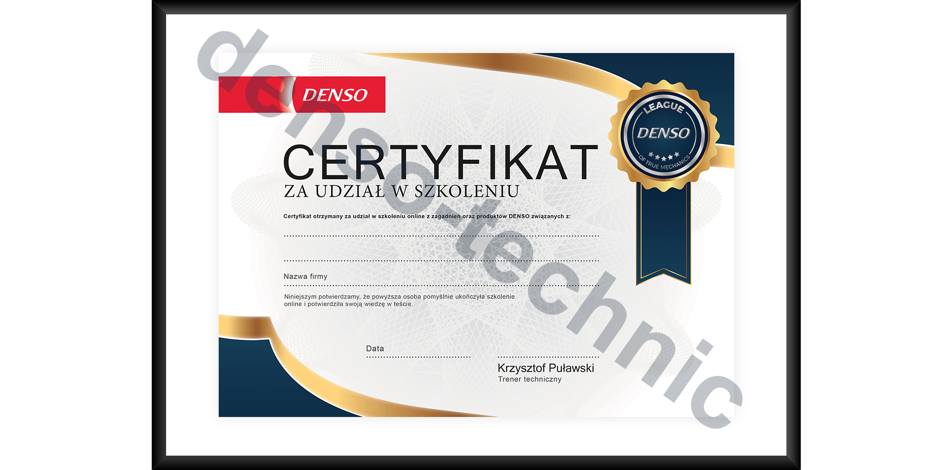 DENSO - Certyfikat