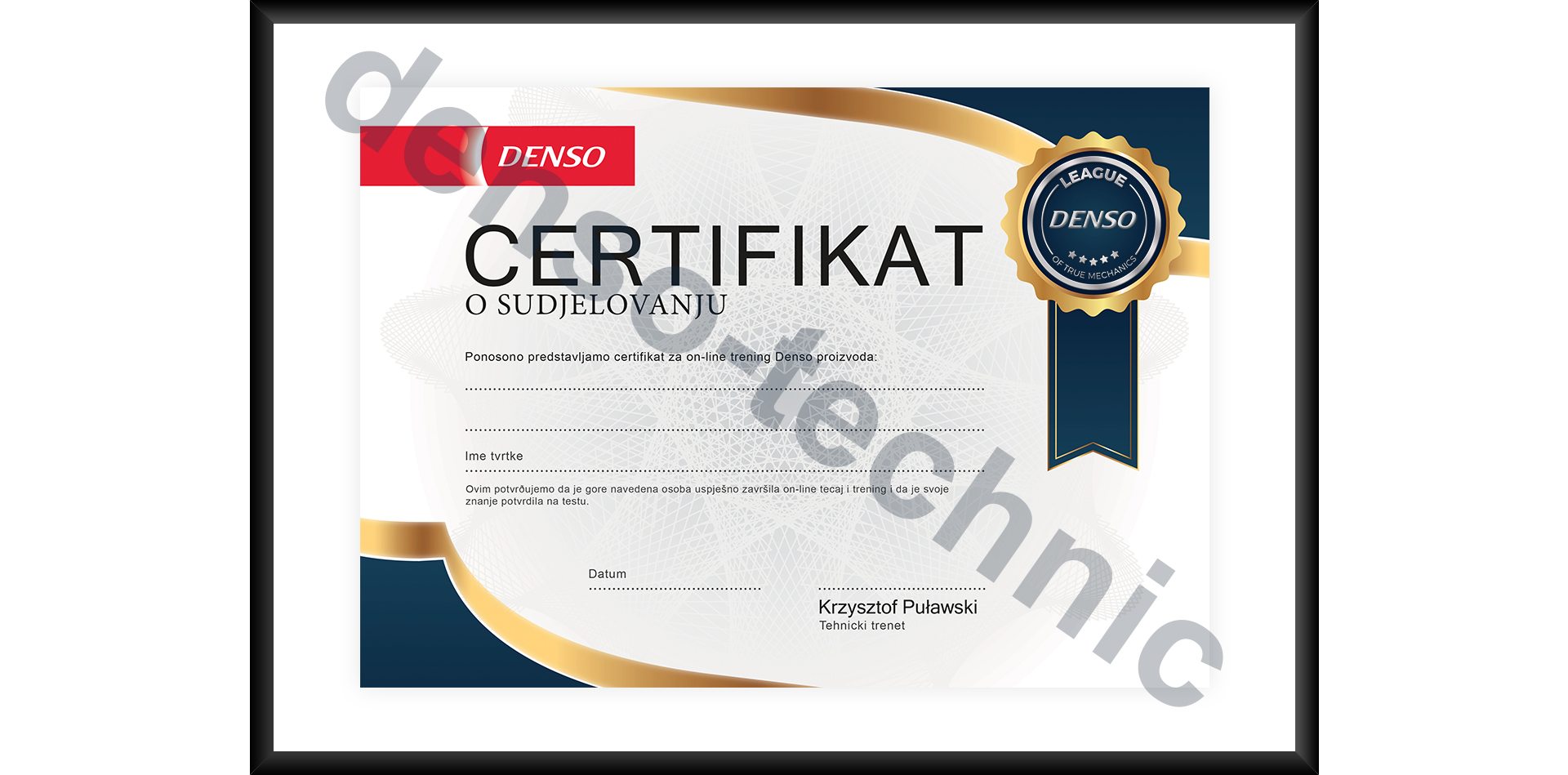 DENSO - Certifikat