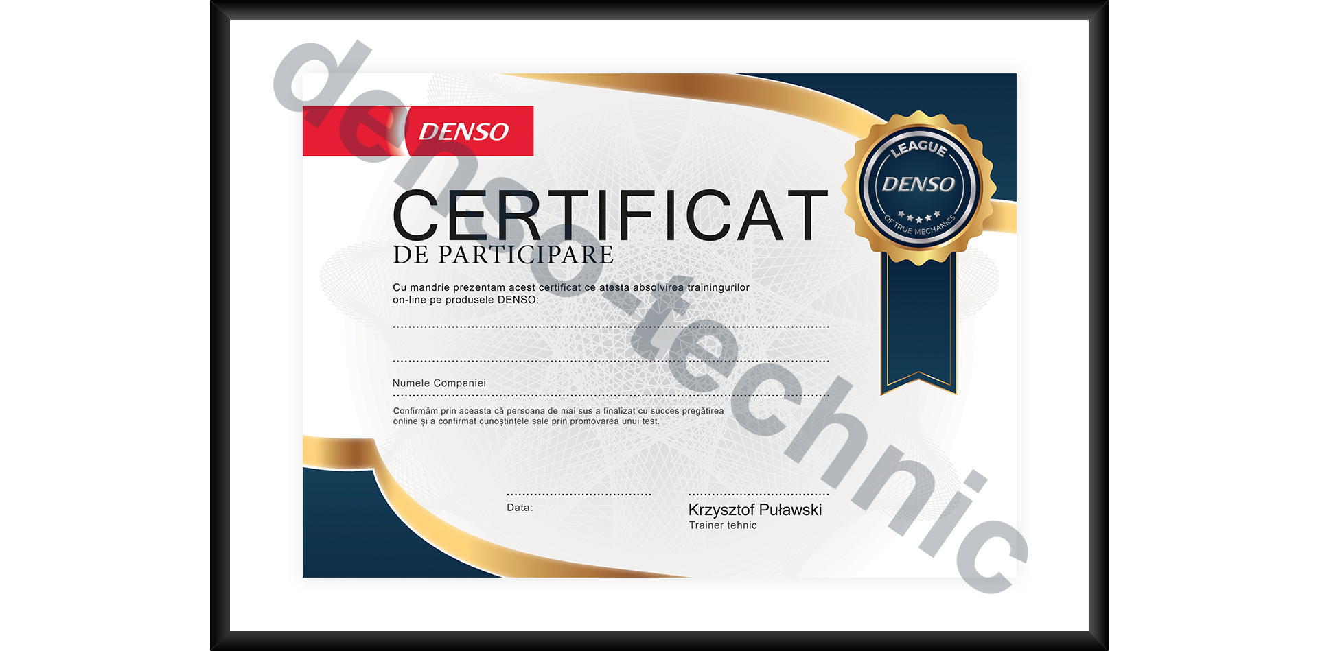 DENSO - Certificat